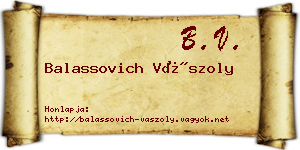 Balassovich Vászoly névjegykártya